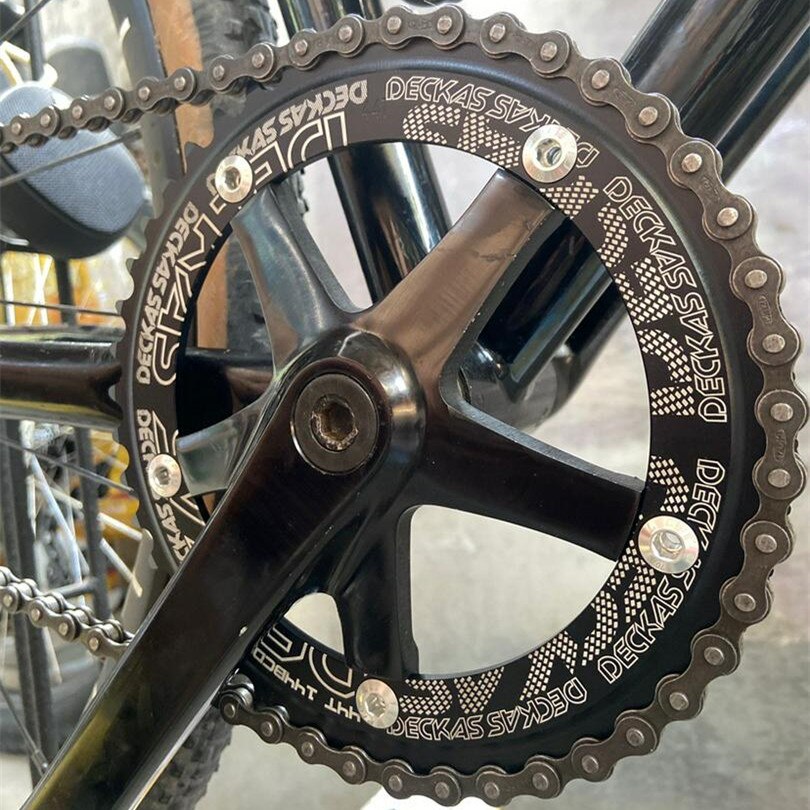 Deckas-piñón fijo para bicicleta de pista, rueda dentada especial de una sola velocidad, 144BCD, fixie, anillo de cadena redondo 44T-58T, diente 144 bcd