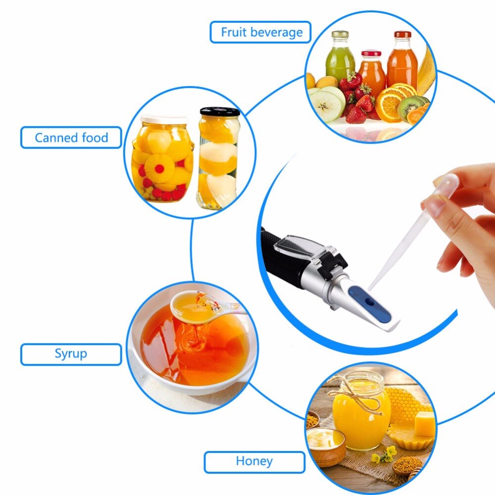 Brix Meter Refractometer handbediende Suiker Meter 28-62% Suiker Meter Hoge precisie Fruit Suiker Meter