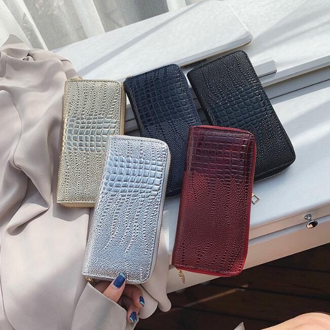 Krokodil Patroon Pu Dames Portemonnee Mode Lange Clutch Bag Vrouwelijke Europese En Amerikaanse Stijl Multi-Card Portemonnee