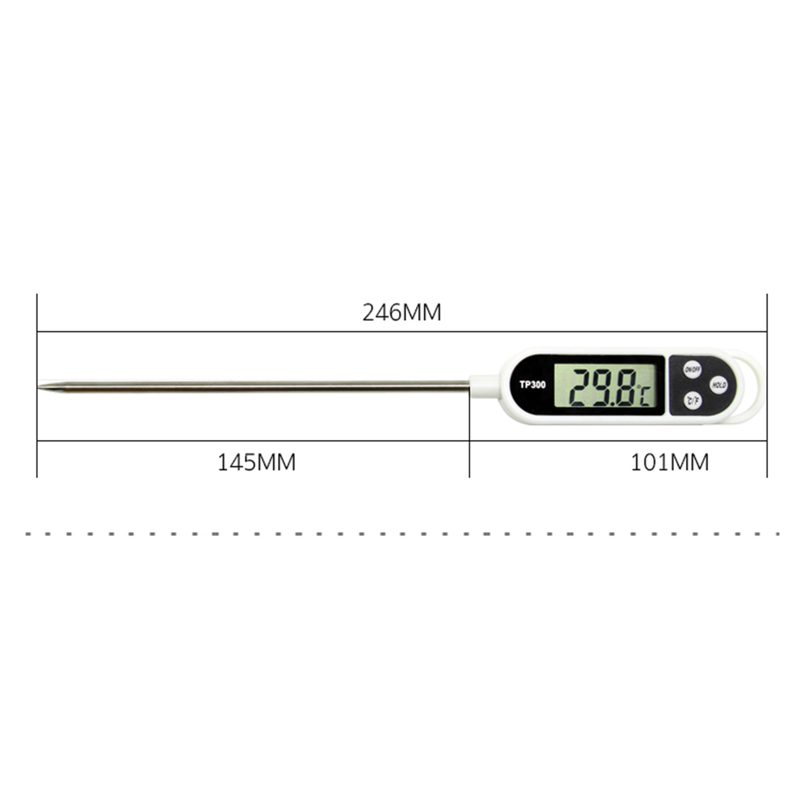 Digitales Lebensmittelthermometer, Grill, Kochen, Fleisch, Messthermometer, Heißwasserthermometer mit Sonde, Küchenwerkzeug