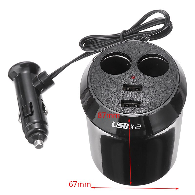 Car Cup Electronic Lighter Socket Adapter Dual USB... – Grandado