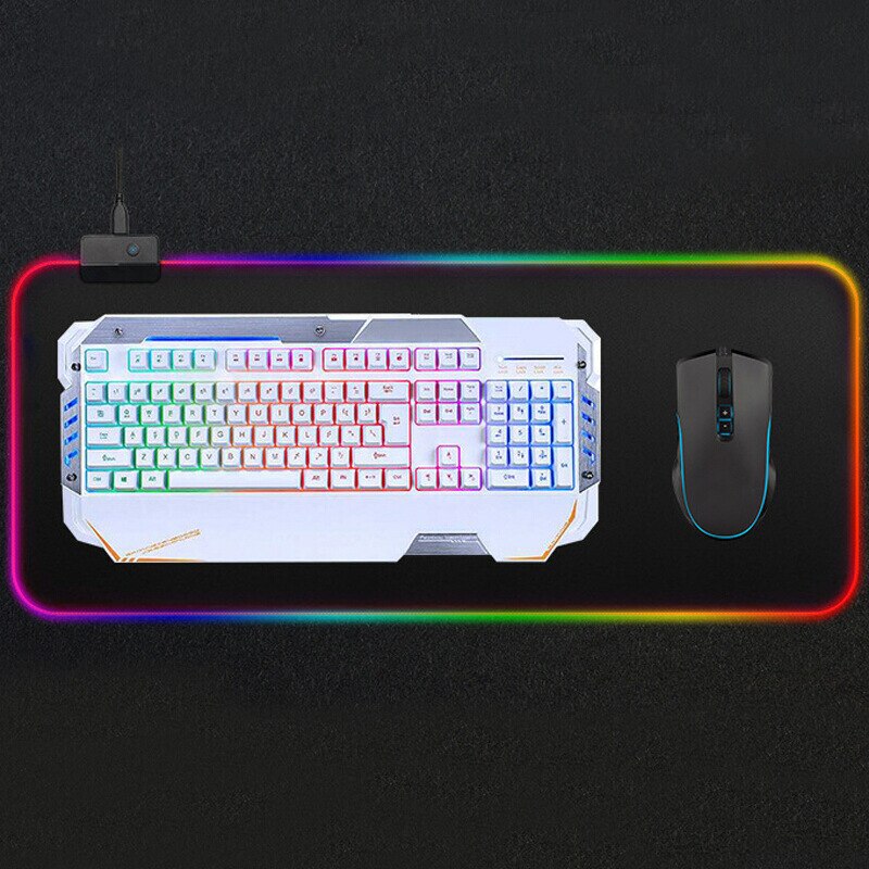 Grand tapis de souris RGB lumineux 7 couleurs LED, parfait pour PC de bureau, ordinateur portable, jeu Gamer