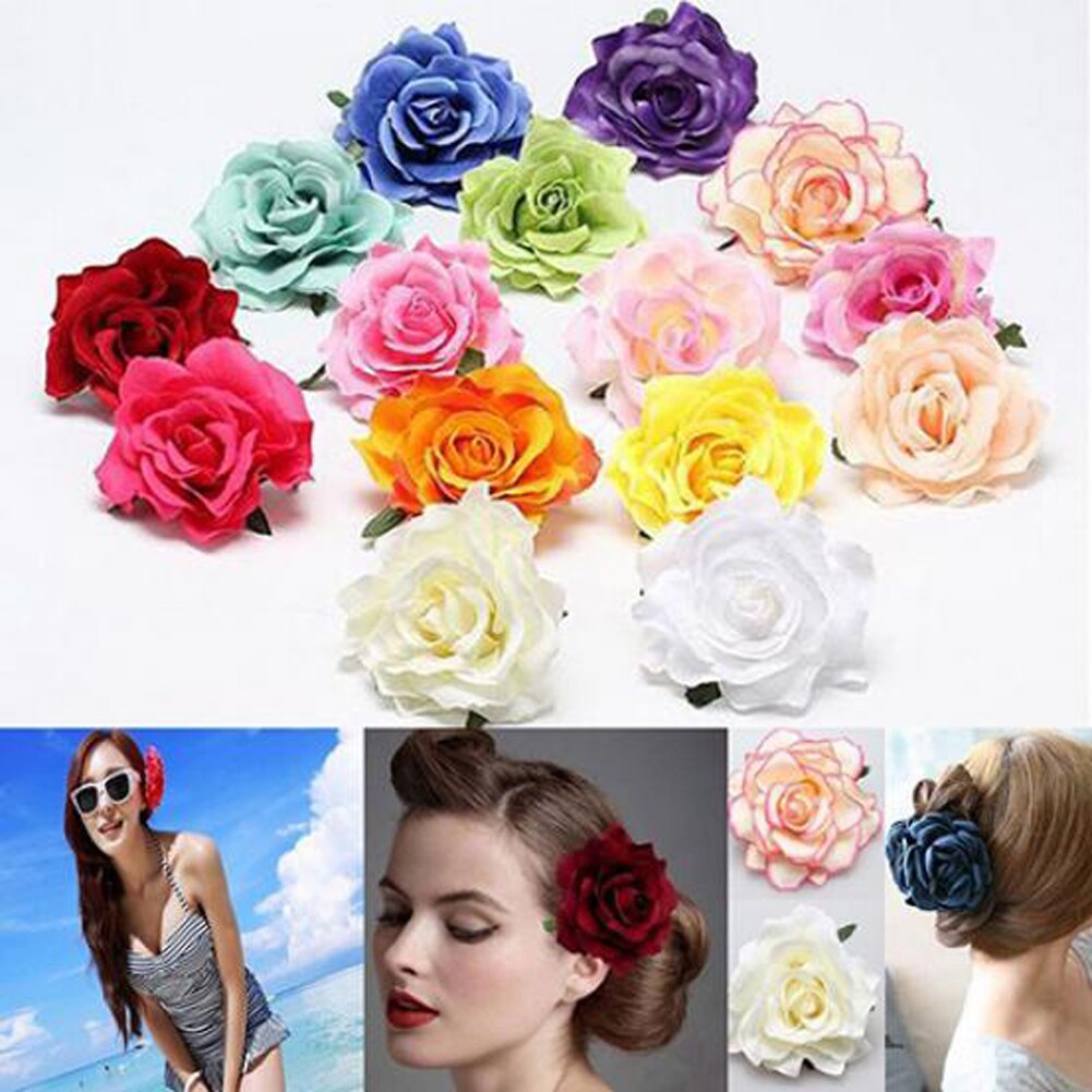 Horquilla de flores rosas para mujer, 1 piezas, broche, pinzas para el pelo de de Boda nupcial, accesorios para el cabello de flores artificiales