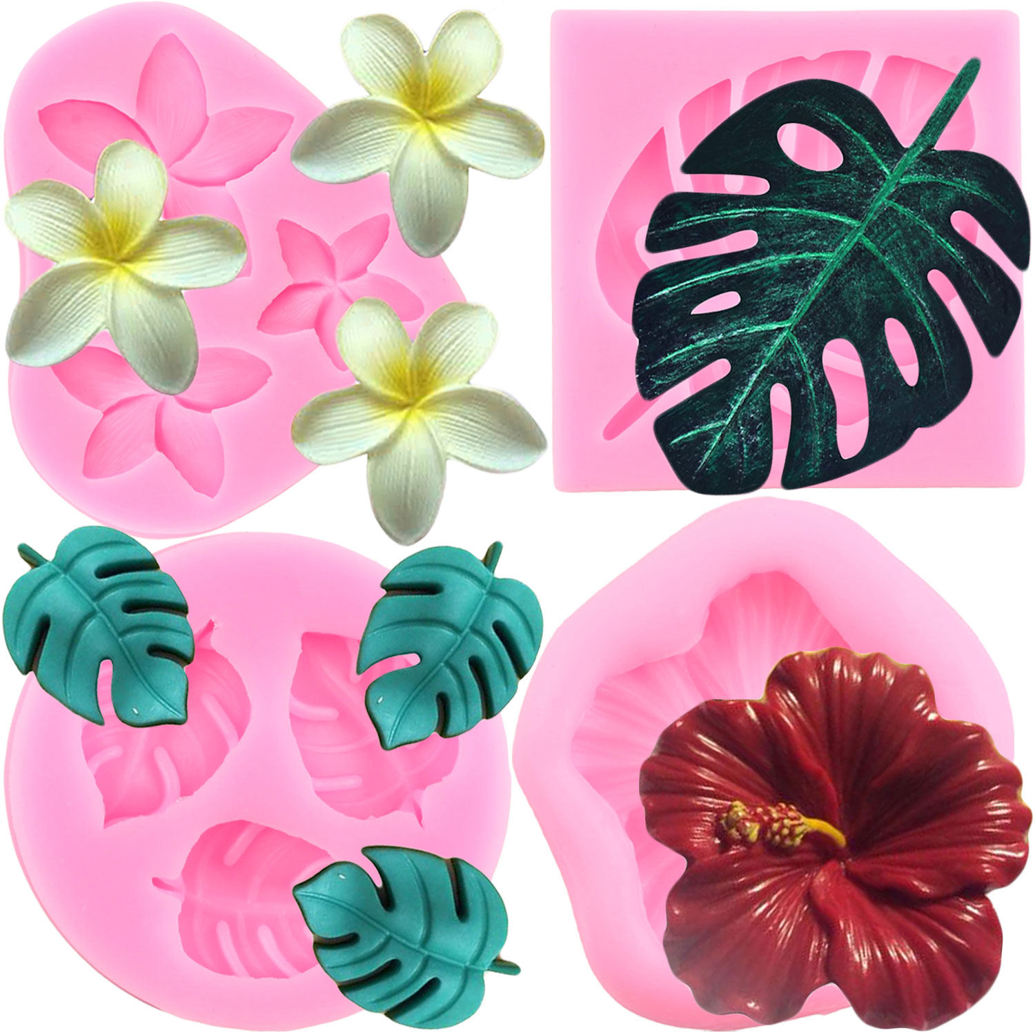 Molde de silicona con forma de flor de hoja Tropical, moldes para Fondant de flores de Plumeria, decoración de pasteles, molde de resina para dulces, moldes para pasta de goma y Chocolate