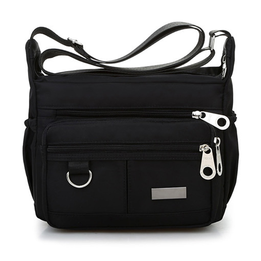 Mulheres cor sólida zíper à prova dnylon água náilon ombro bolsa mensageiro grande capacidade crossbody saco preto vermelho sacos bolsa feminina #30