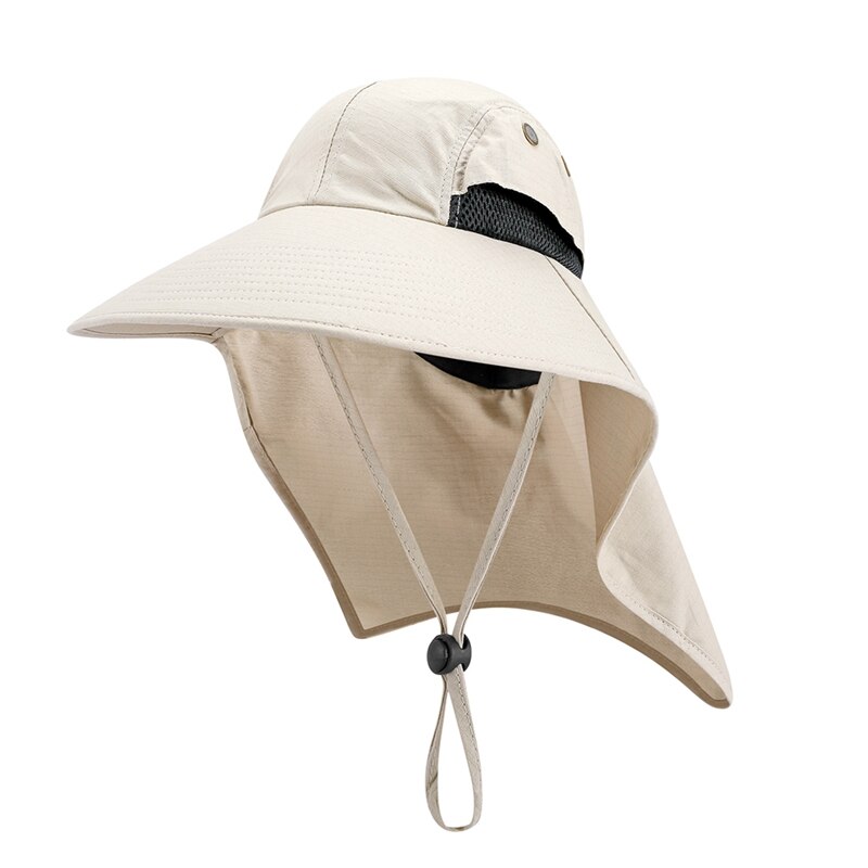 Outdoor vissen Flap Cap Brede Rand Lichtgewicht WaterUV Bescherming Slip Draagbare Hals Cover Zonnehoed Met Kinband: M