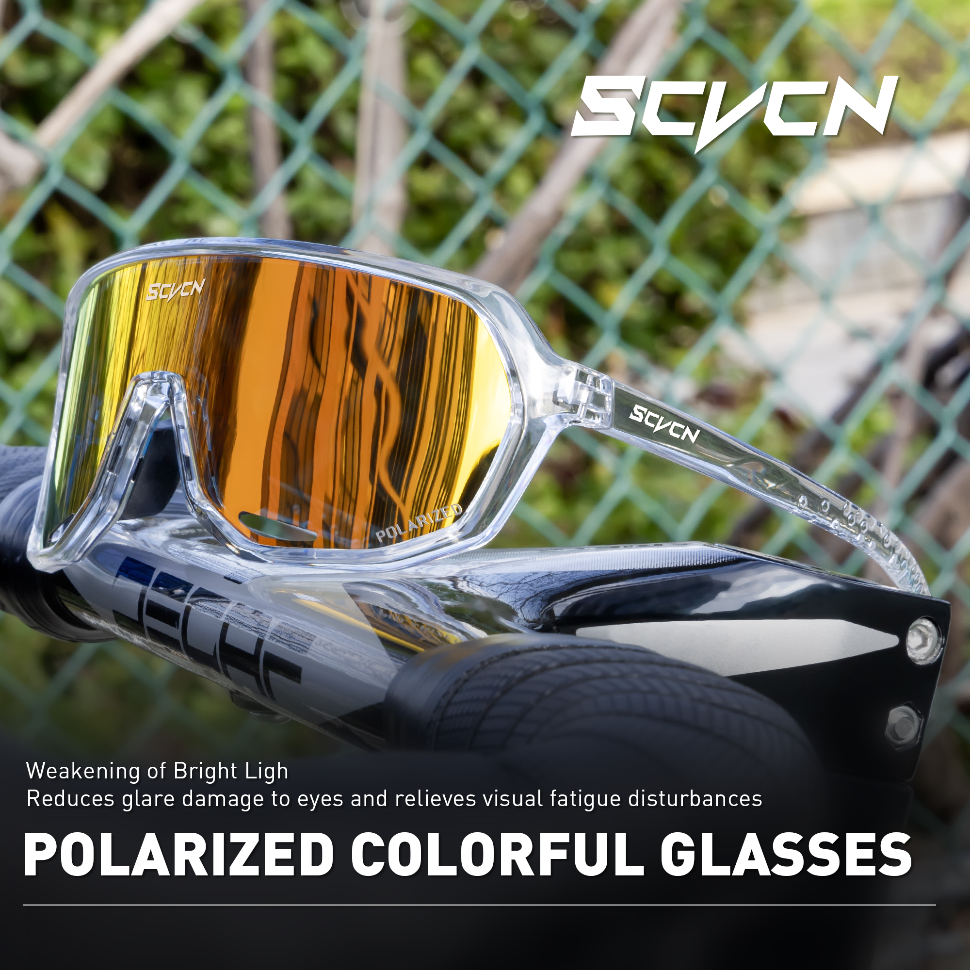 SCVCN Polarized Sunglasses for Driving Cycling Glasses Bicycle Mountain Bike Men Women UV400 Casual Glasses: Beige