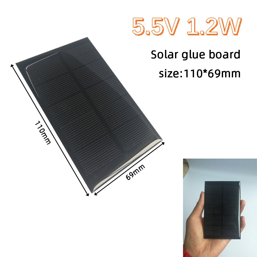 Solar Panel 0.2W 1W 1.2W 1.38W 1.4W 1.5W 1.8W Solar System For DIY Battery Cell Phone Chargers DIY toy LED light 5V 5.5V 6V 12V: 5.5V 1.2W