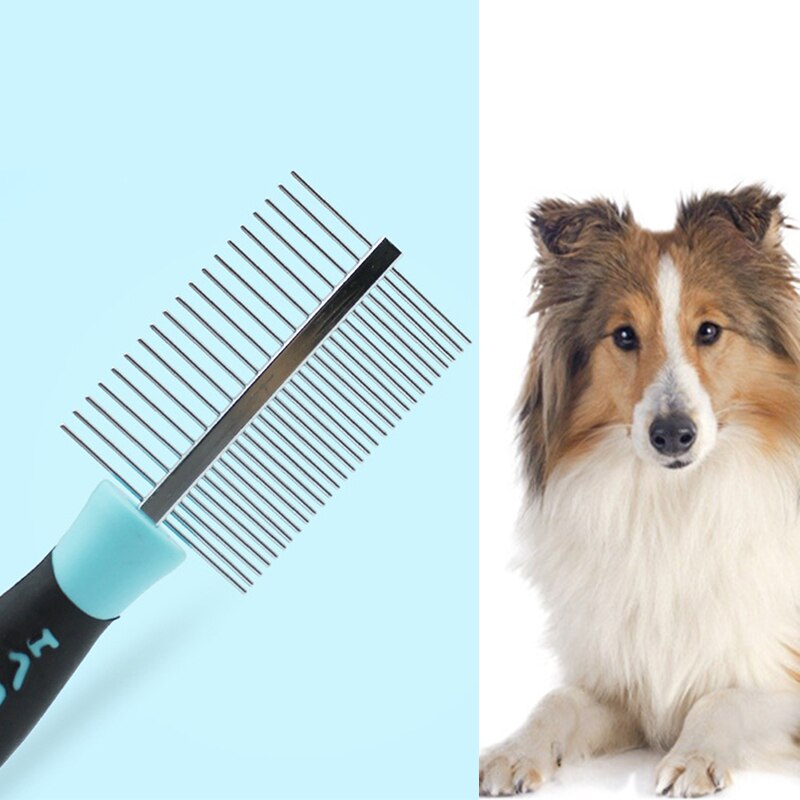 Peine de acero antipulgas para gatos y mascotas, peine de doble cara para perros, cepillo cepillado y caída de pelo con Mango antideslizante, herramienta de aseo para mascotas