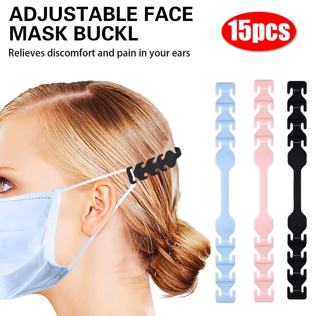 15 stk fire justerbare universelle skridsikre masker anti-øre smerte ørekrog ansigtsmaske udvidet fast behageligt diy tilbehør