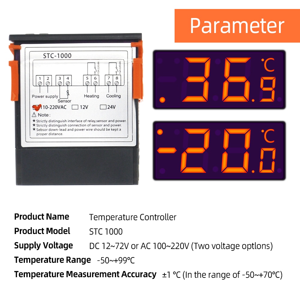 Controlador de temperatura Digital STC1000 STC-1000, 12V, 24V, 220V, termostato, termorregulador, incubadora, relé de calefacción, Cooling10A40 % de descuento