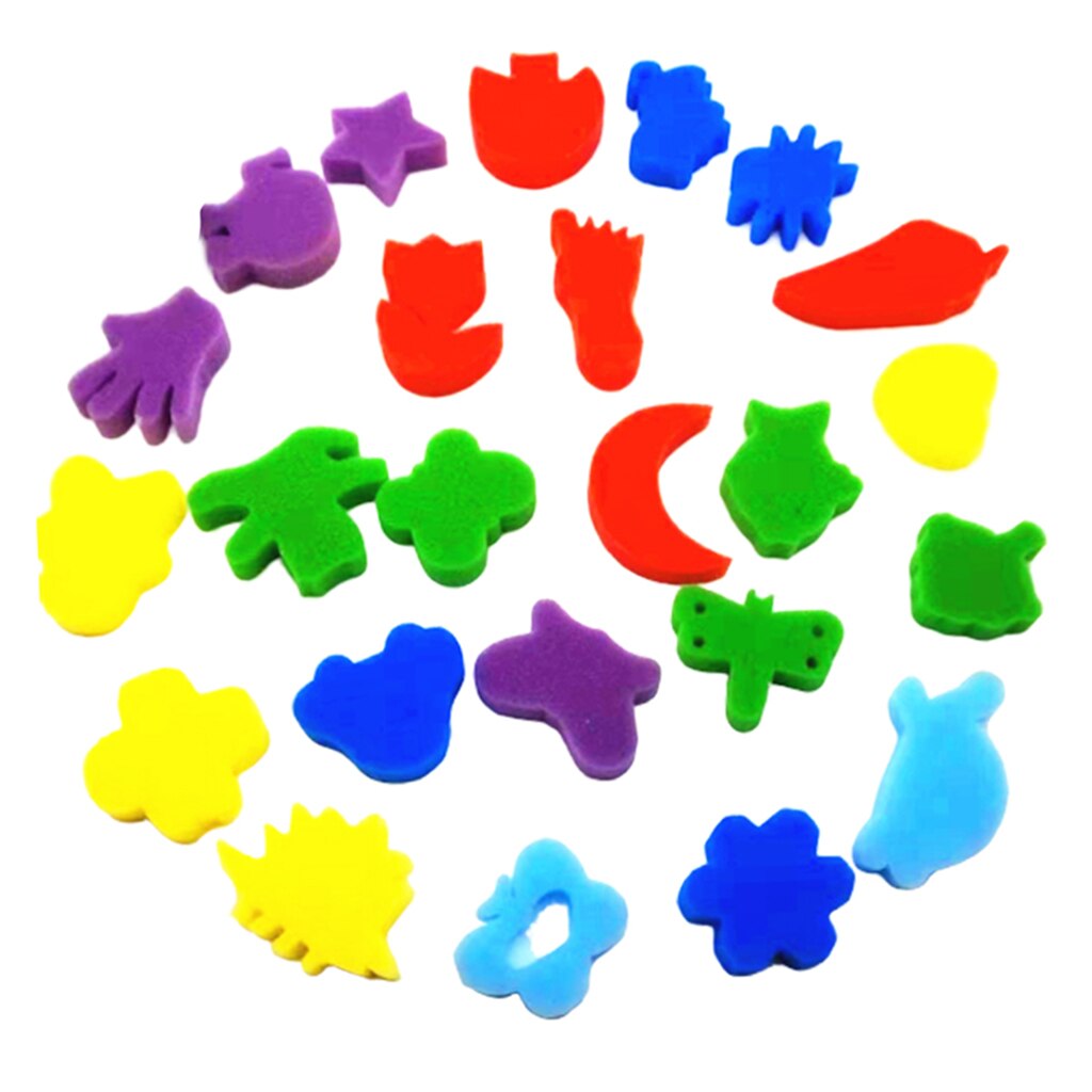 24Lot Assorted Kids Paint Sponges Art Supplies Graffiti Kids Painting Paint Brush Stamp Toddlers Children