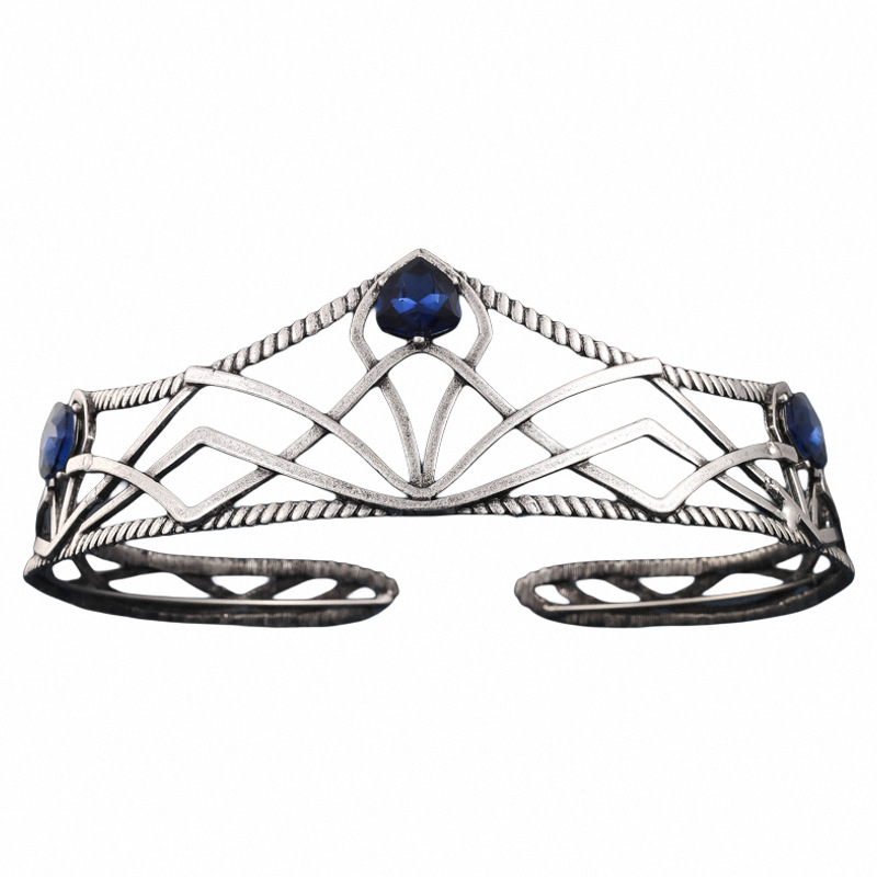 Film Elfen Koning Ronde Kroon Tiara Vintage Barok Kristal Tiara Bekroont Prinses Koningin Diadeem Hoofdband Bruiloft Haar Accessoires: Licht Geel Kleur