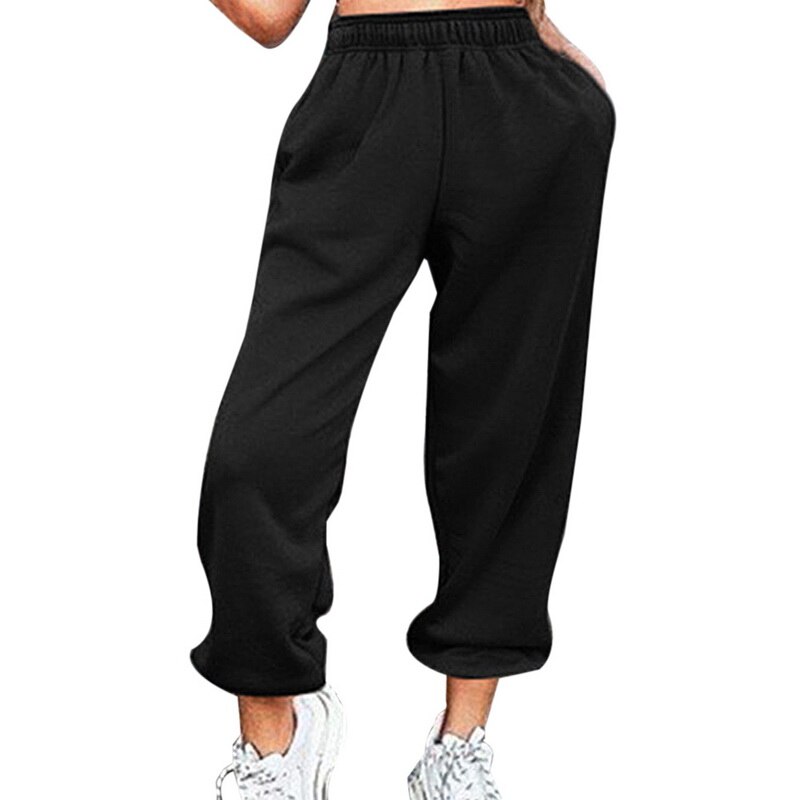 2xl plus size dames losse joggingbroeken joggingbroeken casual broeken hoge taille sport fitness workout hardloopbroeken bf broeken: Zwart / S