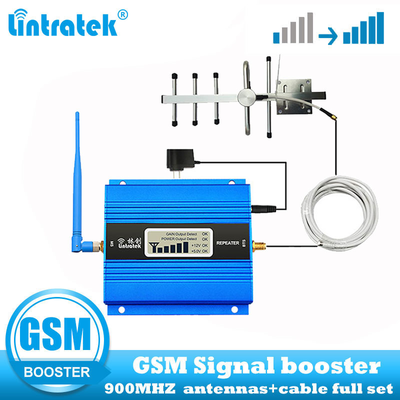 Lintratek Gsm 900Mhz 2G Repeater Cellulaire Versterker Gsm 900 2G Mobiele Telefoon Signaal Booster Repeater + Yagi antenne Volledige Kit