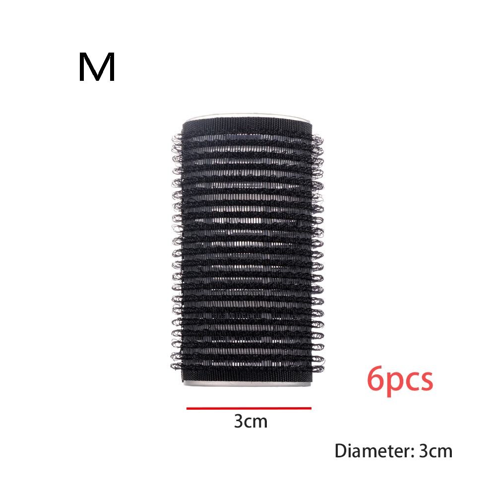 Hair Curler DIY Hair Tools Black Large Self Grip Hair Rollers Pro Salon Hairdressing Curlers Multi Size Styl: M-6pcs