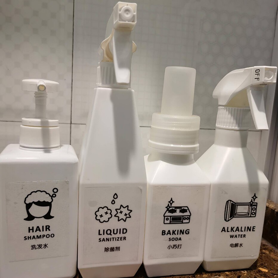 Flaskeklistremerker selvklebende trykte etiketter for sjampo lotion såpedispenser klær vaskerom kjøkken hjemmebruk