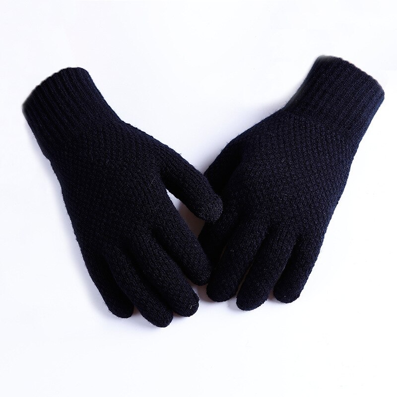 Winter Handschoenen Mannen Koreaanse Stijl High Touch Screen Mannetjes Dikker Warm Houden Heren Top Wanten Alle Match Breien: black