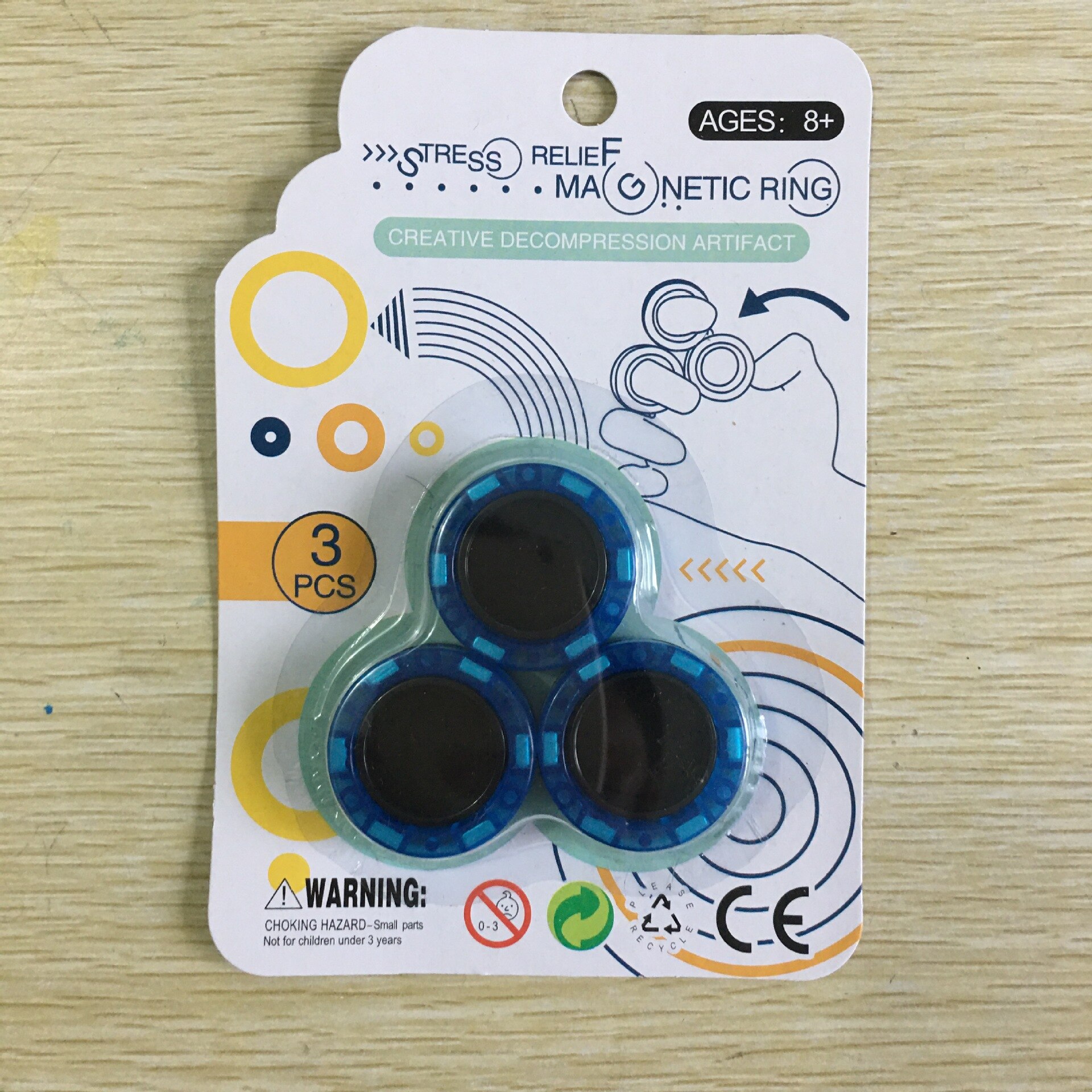 Magnetic Rings Fidget Unzip Toy Magic Ring Props Tools Children Magnetic Ring Finger Spinner Ring Adult Toys For boyfriend: Luminous Blue