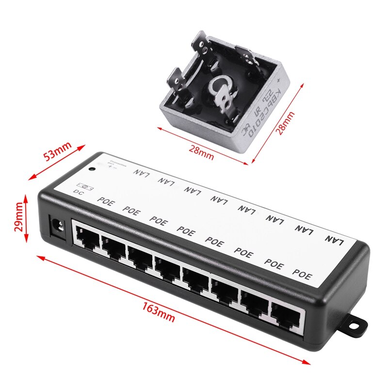 10 Pcs 50A 1000V Metal Case Single Fasen Diode Brug Gelijkrichter KBPC5010 Met 8 Poorten Poe Injector Poe Splitter