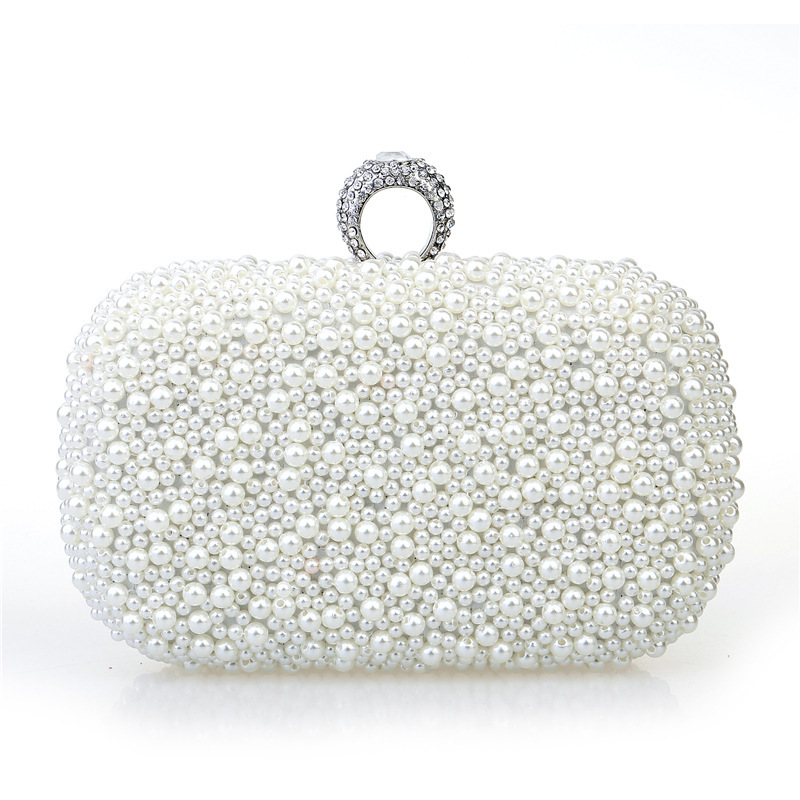 Neue Nachahmung Perle Ring Abendessen Tasche handgenähte Perlen Abendtasche Damenmode hochwertige Clutch Bag Braut Abendtasche