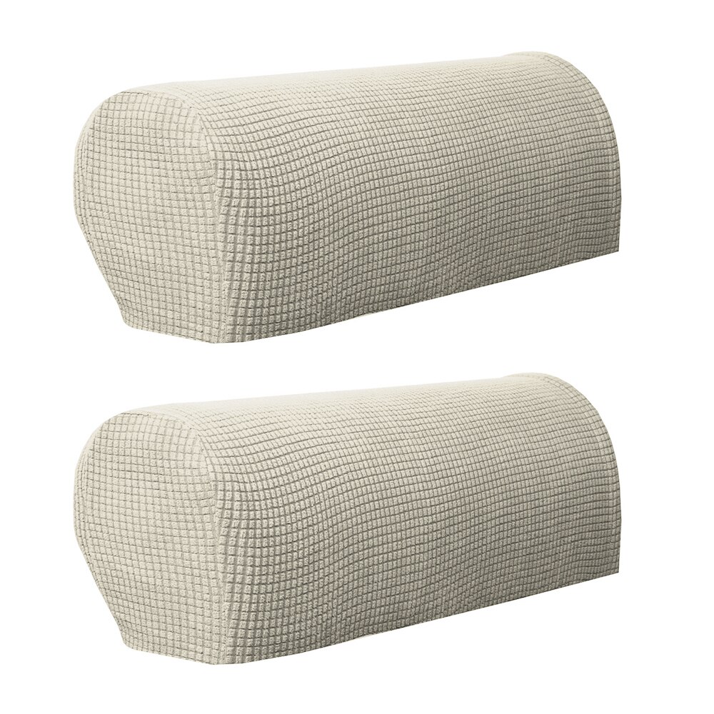 Antiskli sofa armlenemøbelbeskyttelse for stoff og skinnsofa 2 stk pluss fløyels stretch sofa armlenetrekk: Hvit