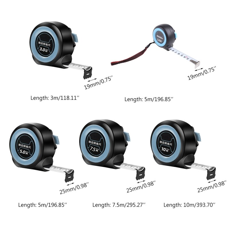 Y51B Retractable Steel Tape Measure Woodworking Auto Lock Distance Measuring Ruler