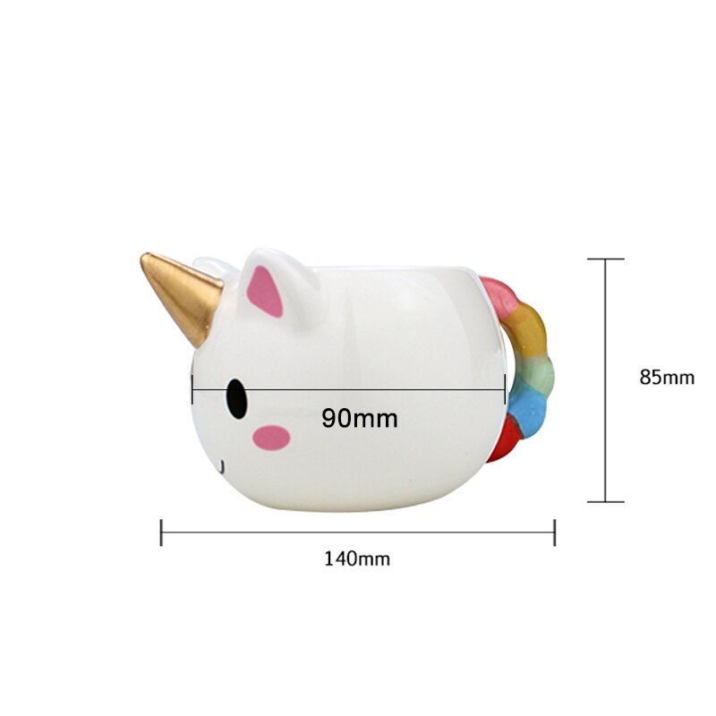 3d morsomme kaffekrus barn jente gutt søt kopp regnbuehalehåndtak 350ml tegneserie tasse licorne krus taza unicornio