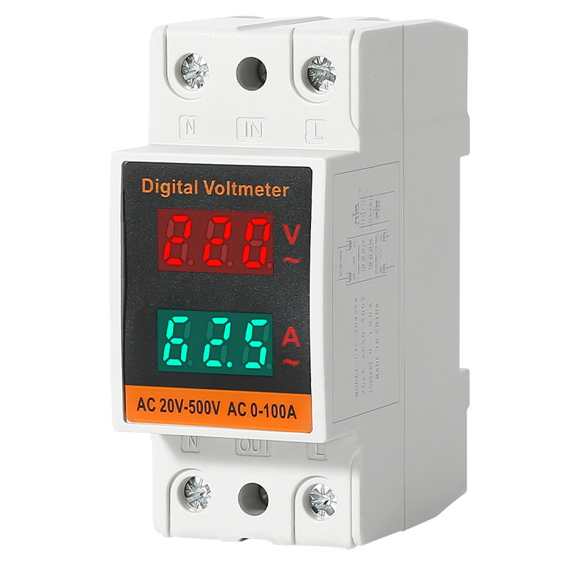 AC Voltmeter Ampèremeter AC50-500V 0-99.9A AC Stroom- en Spanningsmeter Din Rail Dual Display Digitale Elektriciteitsmeter Energiemeter: Default Title
