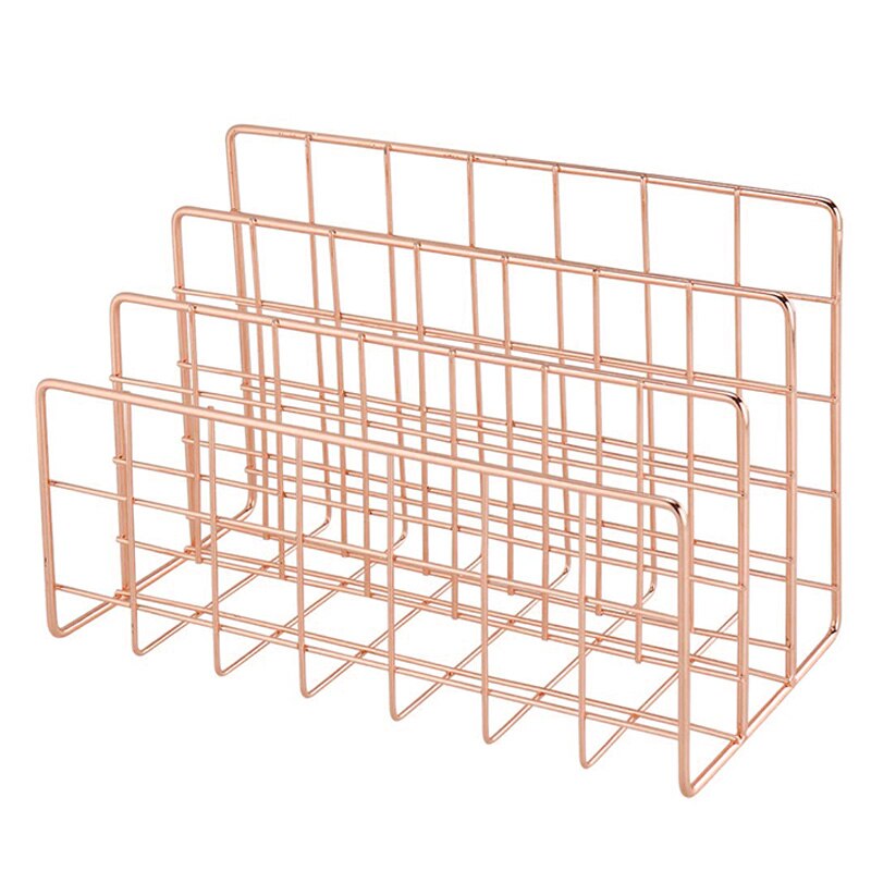 Mail Organizer, 3-Slot Mail Holder, Metal Wire Mail Sorter for Letters, Mails, Books, Postcards and More, Pack of 2, Rose Gold: Default Title