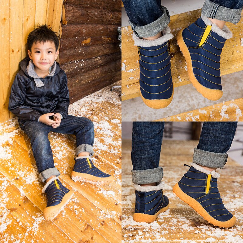 Boys and Girls Winter Warm Short Boots Waterproof Ski-proof Cotton Shoes