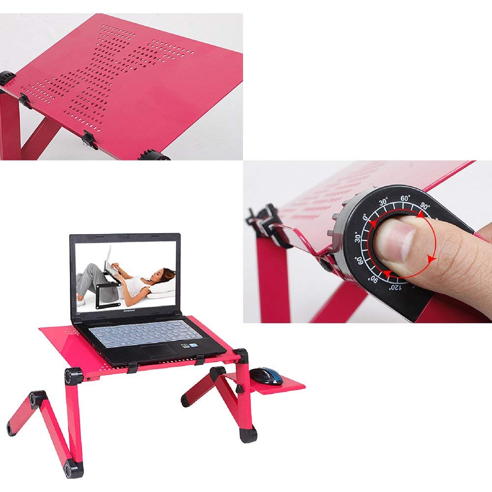 Laptop bordstativ med justerbar foldbar ergonomisk stand notebook skrivebord til ultrabook, netbook eller tablet med musemåtte