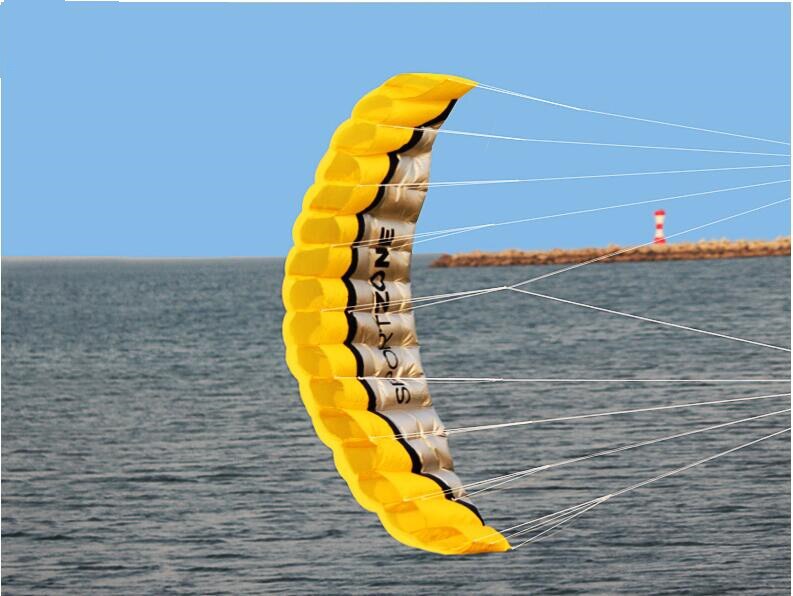 Sjovt! 250cm dual line parafoil stunt drage med flyvende værktøjer fletning sejling surf regnbue drage udendørs sport til legetøj