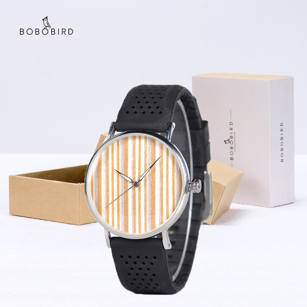 BOBO BIRD-reloj de madera para hombre, cronógrafo de cuarzo, con correa de cuero, caja de papel de: GB024-AB