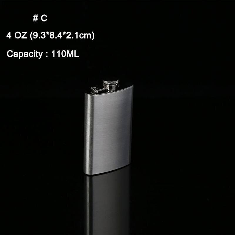 Portable Stainless Steel Hip Flask Pocket Wine Bottle Travel Whiskey Alcohol Wine Bottle Hip Flask Mini Bottle: 4OZ