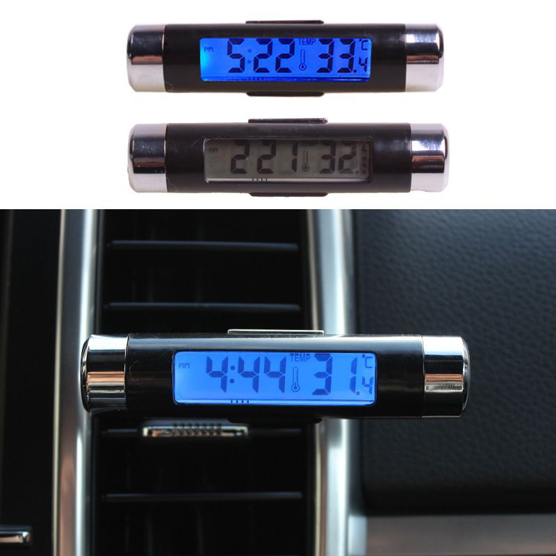 2 In 1 Auto Digitale LCD Temperatuur Thermometer Klok Auto Accessoires Auto Digitale Klok Air Vent Outlet Clip