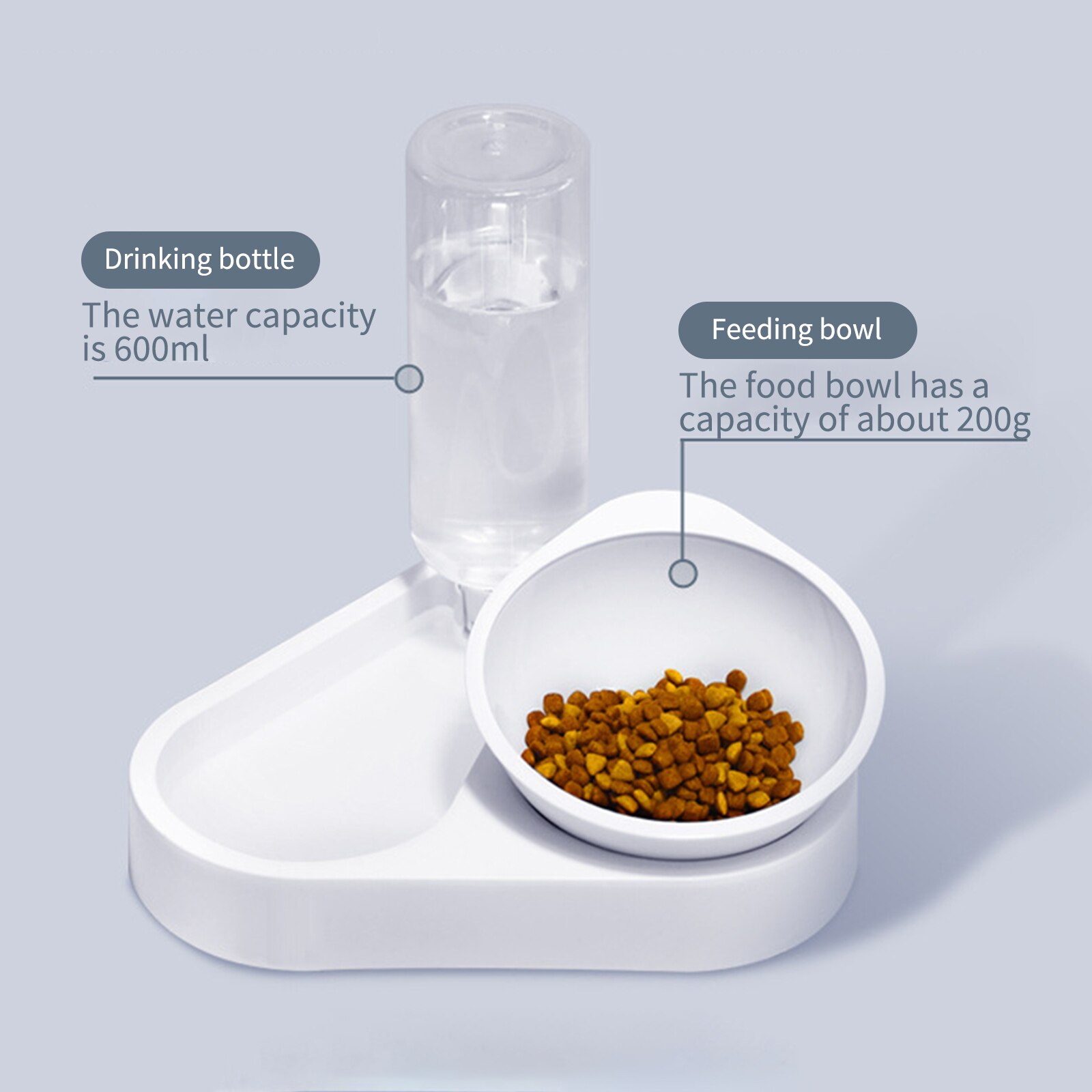 Automatische voerbak voor honden en katten, voerbak met waterdispenser, dubbele drinkbak, verhoogde staande kom, dierenbenodigdheden