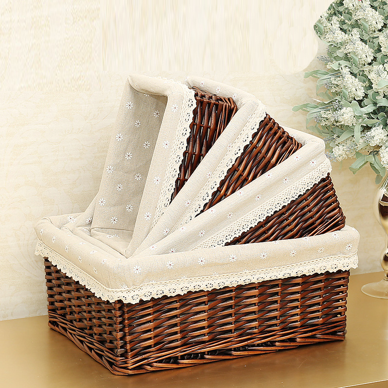 Bamboo Weaving Storage Basket Fruit Picnic Basket Rattan Storage Box For Cosmetics Snacks Tea Book Organizer Handiwork mx0117109