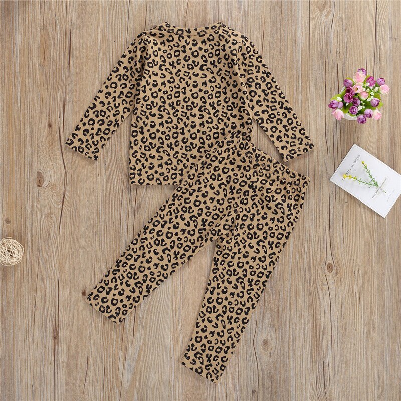 kid Baby Boys Girls Sleepwear Pajamas Set Children Kids Print Leopard pyjamas kids Lounge Wear Cotton Girls pijama infantil