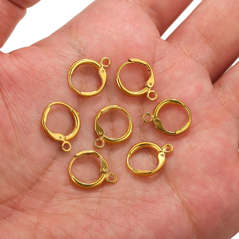 Ganchos para pendientes franceses de acero inoxidable, palanca trasera, gancho redondo, alambre para oreja, suministros para hacer pendientes DIY, accesorios de joyería, 10 Uds.