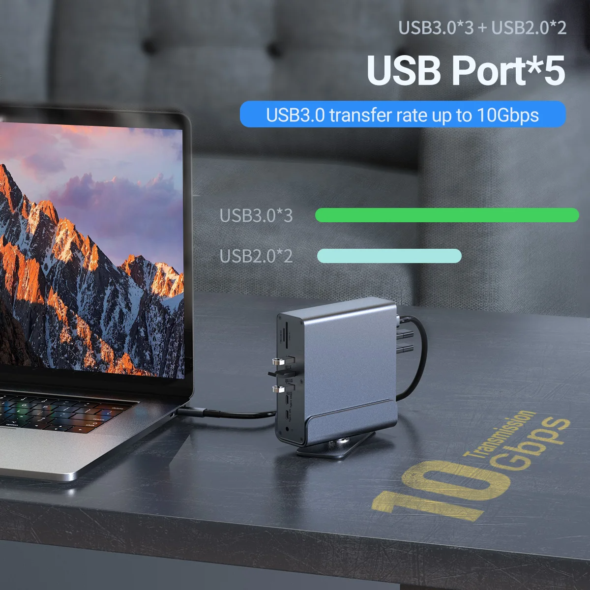 15 in 1 USB C Docking Station USB C Hub Type C Hub Dual HDMI Adapter USB 3.0 10Gbps Splitter 4K60Hz/RJ45 1000M/USB3.0/PD100W