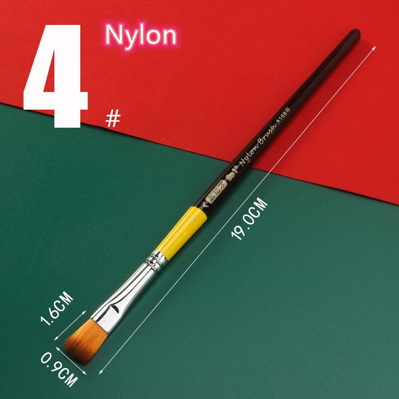 Nylon Paint Brush Used To Wood Makeup Safety Acrylic Watercolor Oil Painting for Artist Drawing Art Supplies No.1 A168 1Pcs: 4 Nylon Flat Head