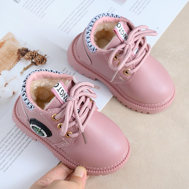 Autumn and Winter Children's Shoes Sleek Minimalist Boy Snow Boots Waterproof and Comfortable Baby Girl Shoes Winter: Pink / 22