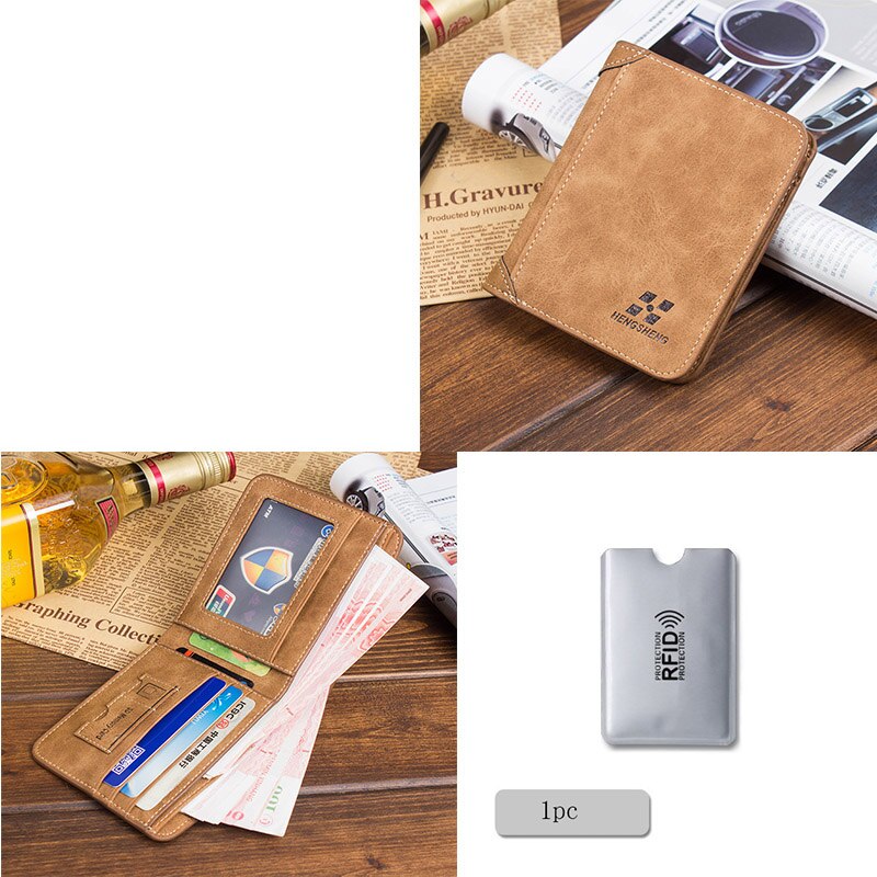 Men's Wallet Short Frosted Leather Wallet Retro Three Fold Vertical Wallet Youth Korean Multi-card Wallet Men: B01