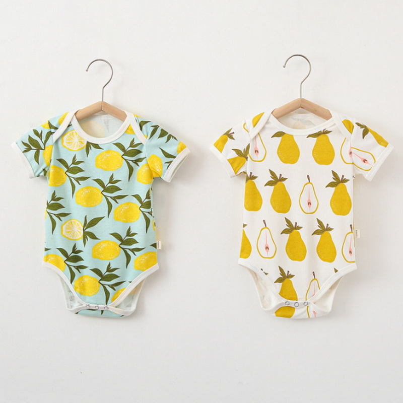 2022 sommer-Baby-bodys für mädchen und jungen, rundhalsausschnitt, kurze ärmel, birnen-zitronen-schmetterlingsmuster, Overall für neugeborene, freizeitkleidung  e6100