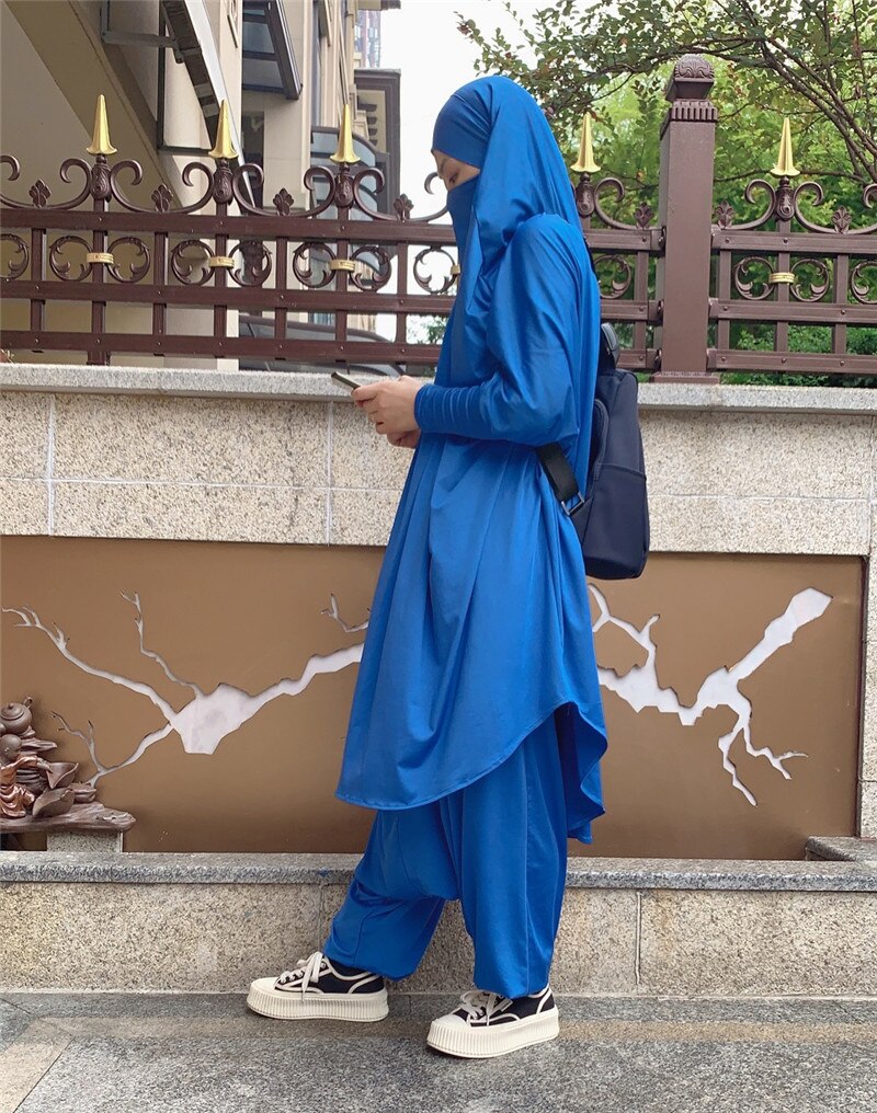 2 sztuka zestaw modlitwa odzież pełna pokrywa sukienka Abaya Eid Ramadan muzułmański islamski długi Khimar Jilbab szaty kobiety workowate spodnie haremki