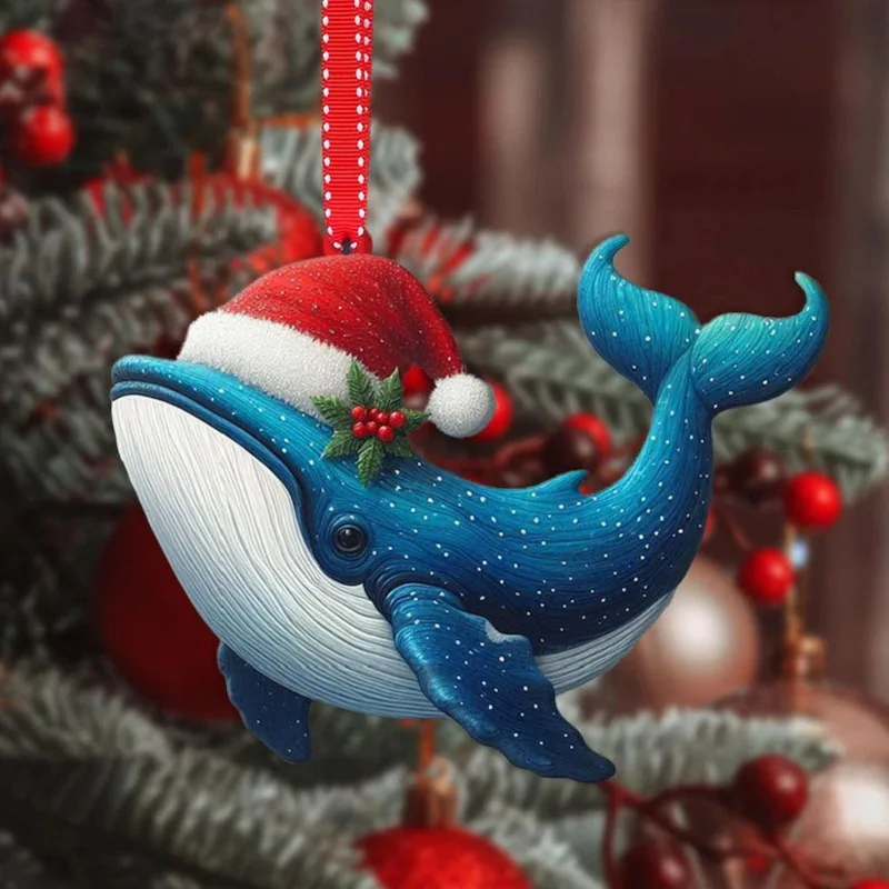 Christmas Tree Pendants Acrylic Cute Squirrel Hanging Ornaments For Wall Xmas Tree Decorations Party Supplies Year: Olive
