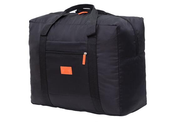 Travle bag blixtlås stor kapacitet nylon vikbar unisex bagage kläder sortering organisera väska: Svart