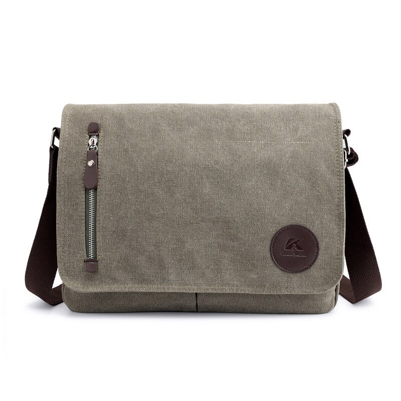 Leisure Canvas Mannen Schoudertas Grote Capaciteit Eenvoudige Effen Kleur Messenger Bags Voor Reizen Messenger Business: green