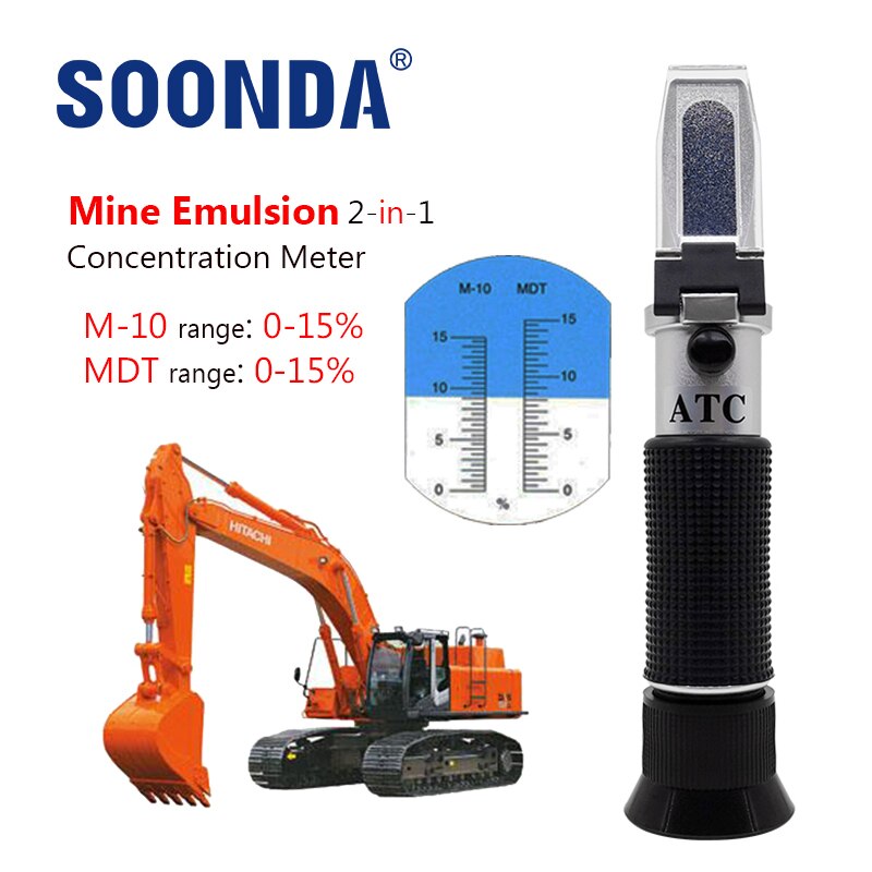 2-in-1 Mine Emulsion Concentration Detector 0-15% Refractometer Anti-rust Cutting Emulsion MDT/M-10 Hydrometer Emulsified Oil